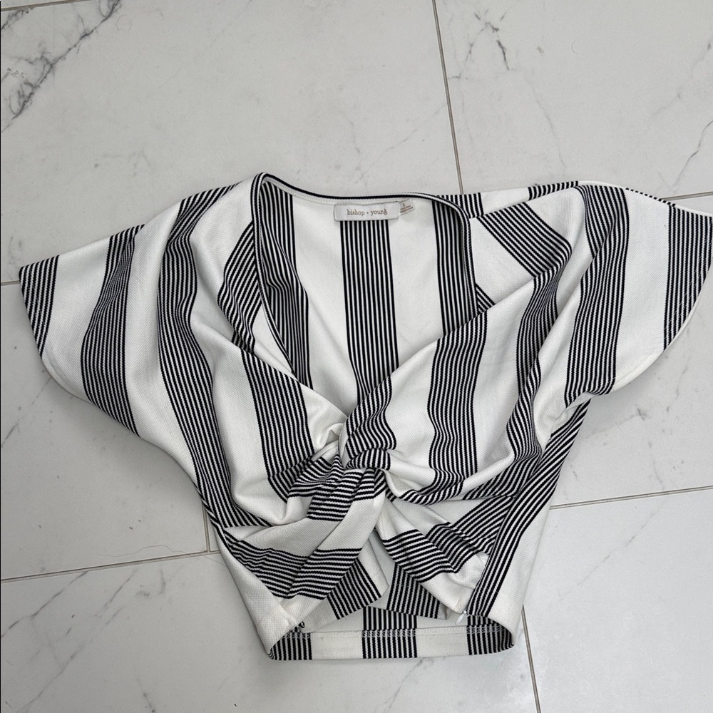 bishop + young Black and White Striped Blouse